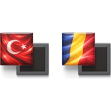 İberk Buzdolap Magnetleri - Romanya Bayrağı ve Türk Bayrağı - 2'li Set Magneti