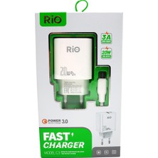 Rio Battery Rio Tech Model G3 20W Hızlı Şarj Adaptörü USB Power Delivery 3.0