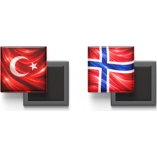 İberk Buzdolap Magnetleri - Norveç Bayrağı ve Türk Bayrağı - 2'li Set Magneti