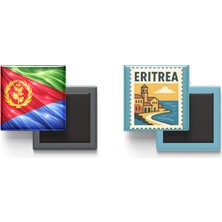İberk Buzdolap Magnetleri - Eritre Bayrağı ve Posta Pulu Tema - 2'li Set Magneti