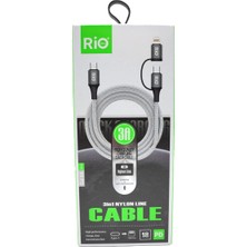 Rio Battery Rio Tech 3 In 1 Nylon Şarj ve Data Kablosu 3A Hızında