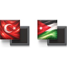 İberk Buzdolap Magnetleri - Ürdün Bayrağı ve Türk Bayrağı - 2'li Set Magneti