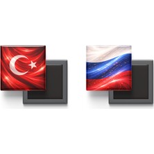 İberk Buzdolap Magnetleri - Rusya Bayrağı ve Türk Bayrağı - 2'li Set Magneti
