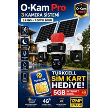Ventus O-Kam 4075 12MP 10X Zoom 4 Lens 3 Ekran UltraHD 4G Solar Akıllı Güvenlik Kamerası Turkcell Sim Kart