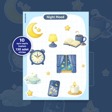To Design Lab Night Mod Temalı Sticker Seti 10 Aynı SAYFA/130 Adet Sticker 11X15 cm