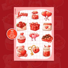 To Design Lab 5 Farklı Set Love Sticker Seti 11X15 cm | Sevgililer Günü Sticker Minimal Sticker
