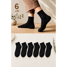 6 Çift Siyah Yarım Konç Unisex Çorap | Pamuklu, Nefes Alan, Terletmeyen
