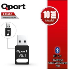 Qport Q-Blue USB Bluetooh V5.1 Adaptör