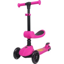 Akıllı Bayi L52IN1-P Lamborghini Lisanslı Katlanır Oturaklı Işıklı Scooter Pembe