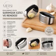 Mersi Shop Paslanmaz Çelik Sarımsak Ezici ve Rendesi | Ergonomik El Tipi Sarımsak Öğütücü