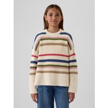 Gap Kız Çocuk Çok Renkli Çizgili Oversize Kazak