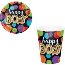 Parti Sürprizi Işıltılı Balonlar Happy Birthday Tabak Bardak Set