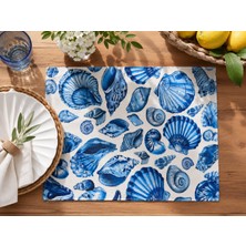 Megi Concept Dijital Baskılı 2'li Deniz Kabuğu Desenli Amerikan Servis 35X45 cm Marine Dekoratif Servis Altlığı-2'li Set