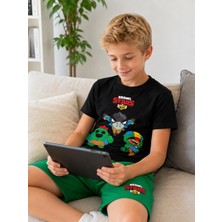 Durukoza Brawl Stars Çocuk Şortlu Takım %100 Pamuk Yazlık 2'li Takım