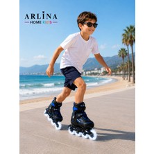 Arlina Home Kids 4 Teker LED Işıklı Ayarlana Bilir Glow Paten Mavi 34-37