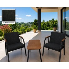 Dekoroom's Viento 1-1 Bahçe Balkon Mobilyası,sehpalı,kumaş Rengi 02 Antrasit Ekoseli