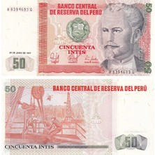 Benim Koleksiyonum Peru, 50 Intis (1987) P#131B Çil Eski Yabancı Kağıt Para
