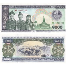 Benim Koleksiyonum Laos, 1.000 Kip (2003) P#32AB Çil Eski Yabancı Kağıt Para
