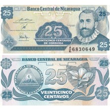 Benim Koleksiyonum Nikaragua, 25 Centavos (1991) P#170 Çil Eski Yabancı Kağıt Para