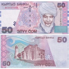 Benim Koleksiyonum Kırgızistan, 50 Som (2002) P#20 Çil Eski Yabancı Kağıt Para
