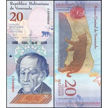 Benim Koleksiyonum Venezuela, 20 Bolivar (2018) Çil Eski Yabancı Kağıt Para