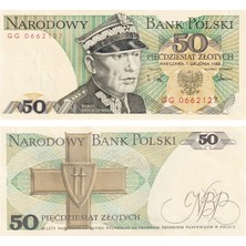 Benim Koleksiyonum Polonya, 50 Zloti (1988) P#142 Çil Eski Yabancı Kağıt Para