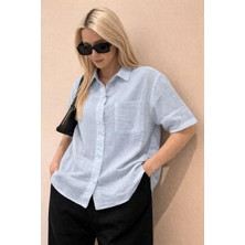 Muzotex Muslin Kumaş Kısa Kollu Basic Kadın Gömlek