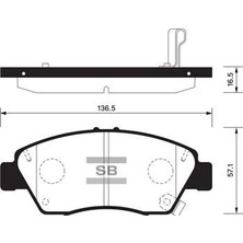 SANGSIN Ön Fren Balata Büyük Tip Honda Cıvıc 1.6l B16A2 Vtec 16V 160HP 96-98 / 1.4l D14 3 Kapı - Hatchback 01-05 Kalınlık : 16.50 mm