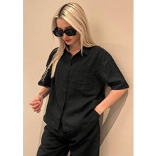 Muzotex Muslin Kumaş Kısa Kollu Basic Kadın Gömlek