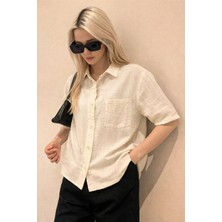 Muzotex Muslin Kumaş Kısa Kollu Basic Kadın Gömlek