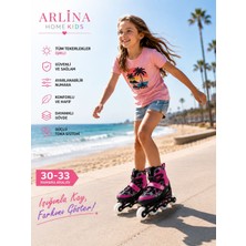 Arlina Home Kids 4 Teker LED Işıklı Ayarlana Bilir Glow Paten Pembe 30-33