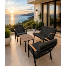 Dekoroom's Viento 2-1-1 Bahçe Balkon Mobilyası,sehpalı,kumaş Rengi 01 Antrasit