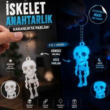 Flexilab Creative Fosforlu Mavi Işık Veren Iskelet Anahtarlık 3D Baskı Hareketli Figür