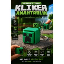 Flexilab Creative Minecraft Temalı Clicker Anahtarlık | Tik Tik Sesli Basmalı Fidget Anahtarlık | 3D Baskı Blok Tasarım Anahtarlık