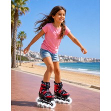 Arlina Home Kids 4 Teker LED Işıklı Ayarlana Bilir Glow Paten Kırmızı 30-33