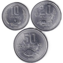 Benim Koleksiyonum Laos Çil Yabancı Madeni Eski Para Seti (1980)