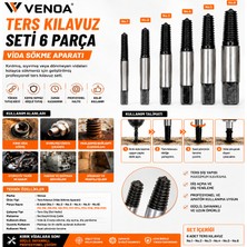 Venoa Ters Kılavuz Seti 6 Parça Vida Sökme Aparatı Kırık Vida Çıkarıcı Civata Sökücü Diş Açma Takımı