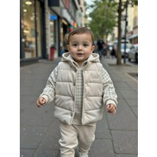 Beyzco Kids Erkek Çocuk Kapşonlu Sweat Yelekli 3lü Takım