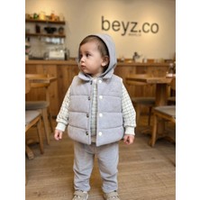 Beyzco Kids Erkek Çocuk Kapşonlu Sweat Yelekli 3lü Takım