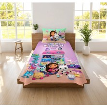 Hediyechy Doll House Gabiys Temalı Desen Baskılı Tek Kişilik Pike Takımı