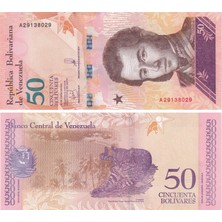 Benim Koleksiyonum Venezuela, 50 Bolivar (2018) Çil Eski Yabancı Kağıt Para