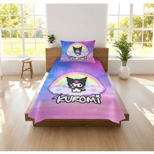 Hediyechy Kuromi Temalı Desen Baskılı Tek Kişilik Pike Takımı