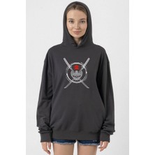 Tshirthane Ghost Of Tsushima Samurai Mask Füme Kadın 2ip Kapşonlu