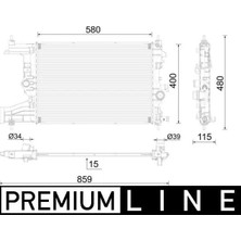 Mahle Radyatör Premıum Lıne Mekanik Astra J-Zafıra Tourer C-Cruze 1.4-1.6 Al/pl/brz 580X398X16