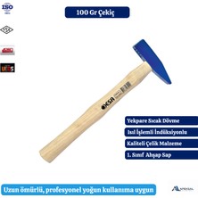 Sait Demirci 100 Gr Çekiç, Ahşap Saplı Dövme Çelik Tesviyeci Çekici