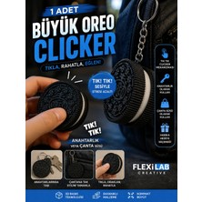 Flexilab Creative Büyük Oreo Temalı Clicker Anahtarlık Tik Tik Sesli Fidget Oyuncak 3D Baskı Çanta Süsü