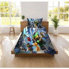 Hediyechy Ninjago Temalı Desen Baskılı Tek Kişilik Pike Takımı