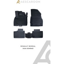Aescaroon Renault Boreal 2026 Sonrası 3D Havuzlu Paspas Siyah Su Geçirmez Kaymaz Taban