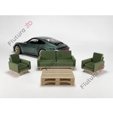 Flutura 1:18 Ölçek Minyatür Lounge Oturma Takımı – Diorama Koltuk ve Sehpa Seti