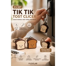 Flexilab Creative Tost Temalı Clicker Anahtarlık 2'li Set Tik Tik Sesli Fidget Anahtarlık 3D Baskı Çanta Süsü